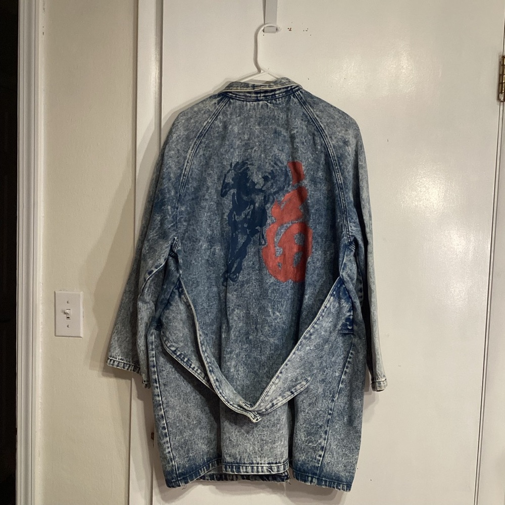 Learsi Denim  Acid Washed Vintage Oversized Jacket sz medium Painted back